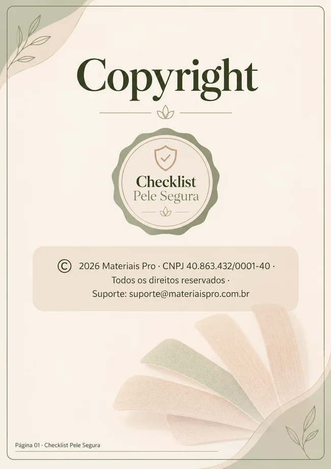 Página do bônus Checklist Pele Segura