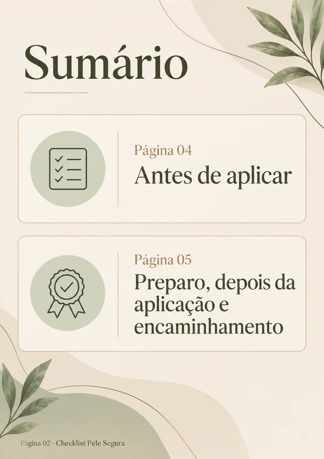 Outra página do bônus Checklist Pele Segura