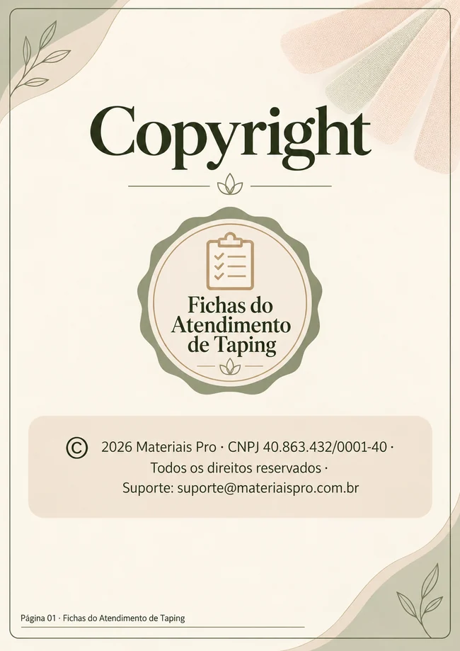 Página do bônus Fichas do Atendimento de Taping