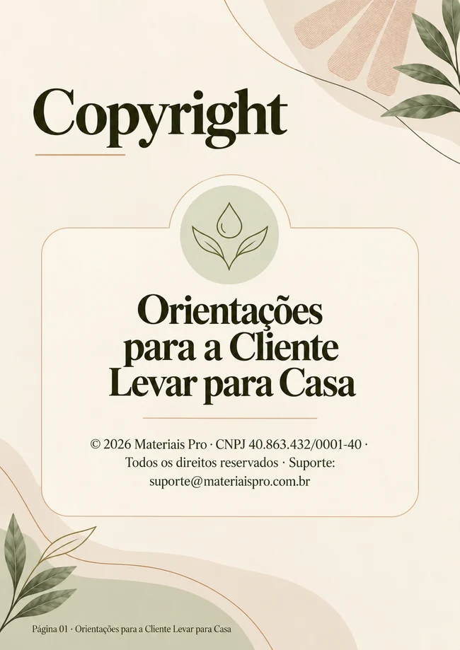 Página do bônus Orientações para a Cliente Levar para Casa