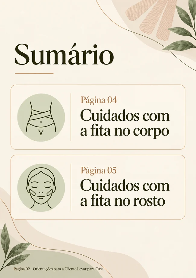Outra página do bônus Orientações para a Cliente Levar para Casa