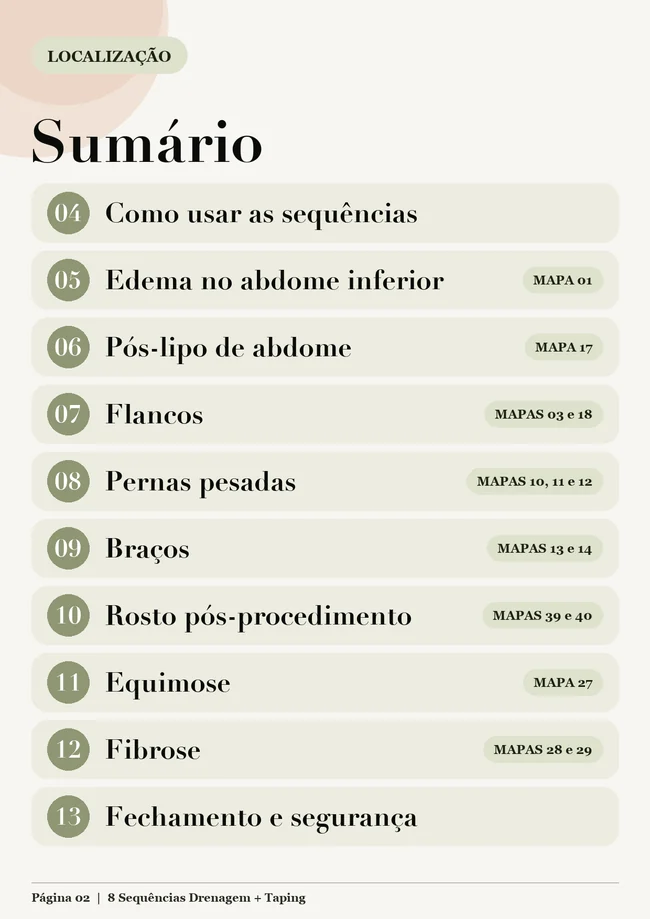 Outra página do bônus 8 Sequências Drenagem + Taping